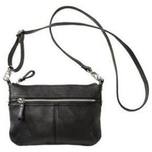 Women’s crossbody black leather handbag